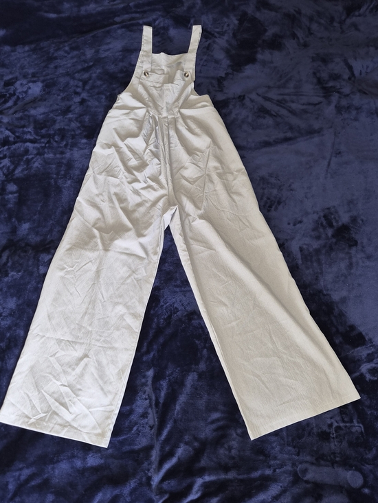 Source Unknown Pants - Source Unknown Cream Wide-Leg Cotton Overalls